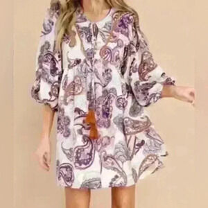 Band of the Free Lyonette Paisley Boho Mini Dress